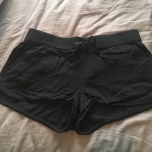 Black linen shortie shorts